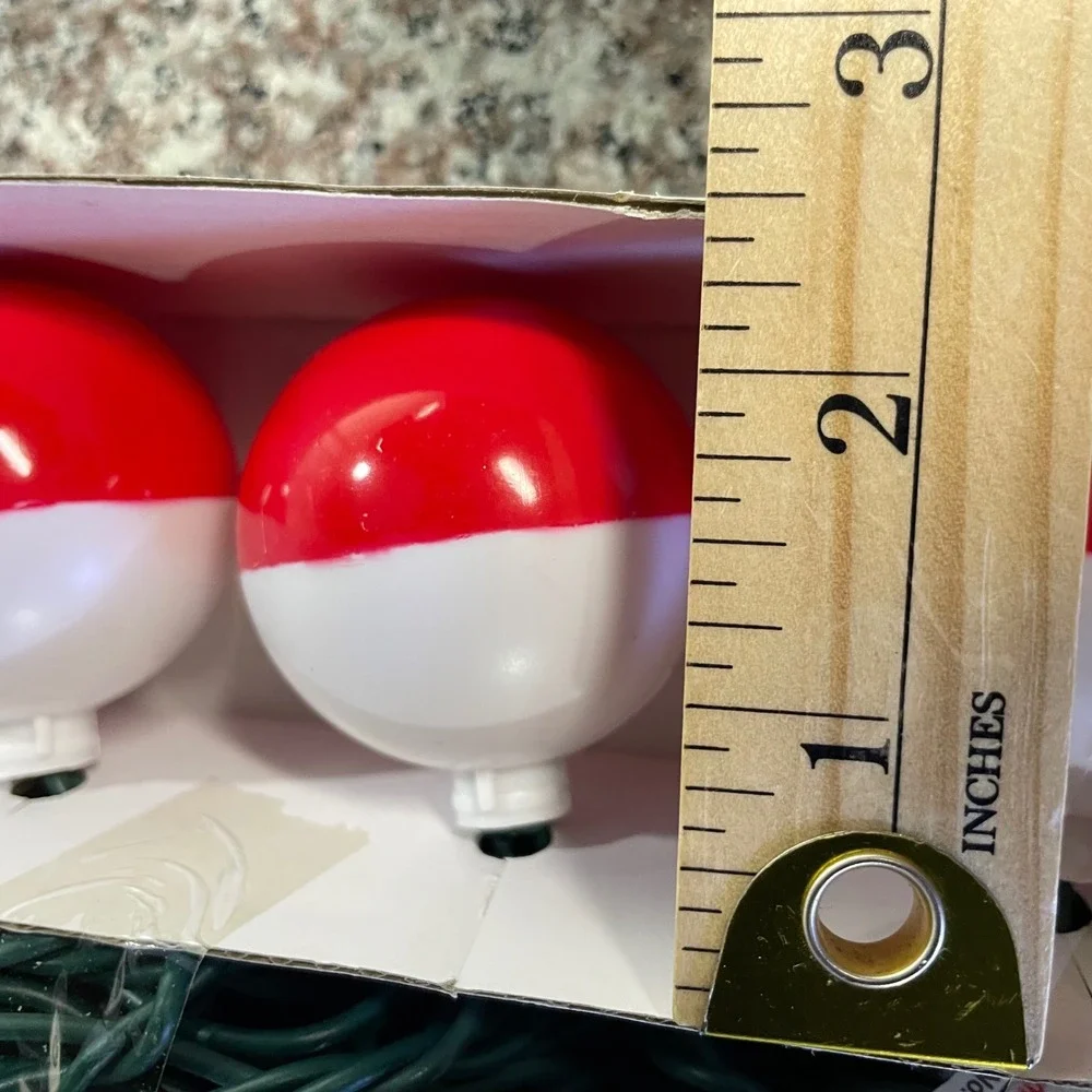 Fishing Bobber String Lights 10 Count Red White Novelty Decor Cabin Man Cave
